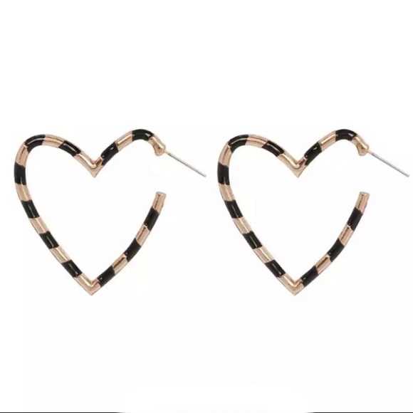 Janna Black and Gold Heart Hoops! - Picture 2 of 7